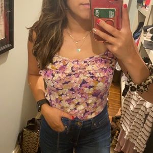 FREE W PURCHASE Old navy purple floral ruffle tank